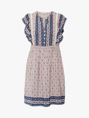 Sea New York Ruffled Crochet-Trimmed Mini Dress in Printed Silk